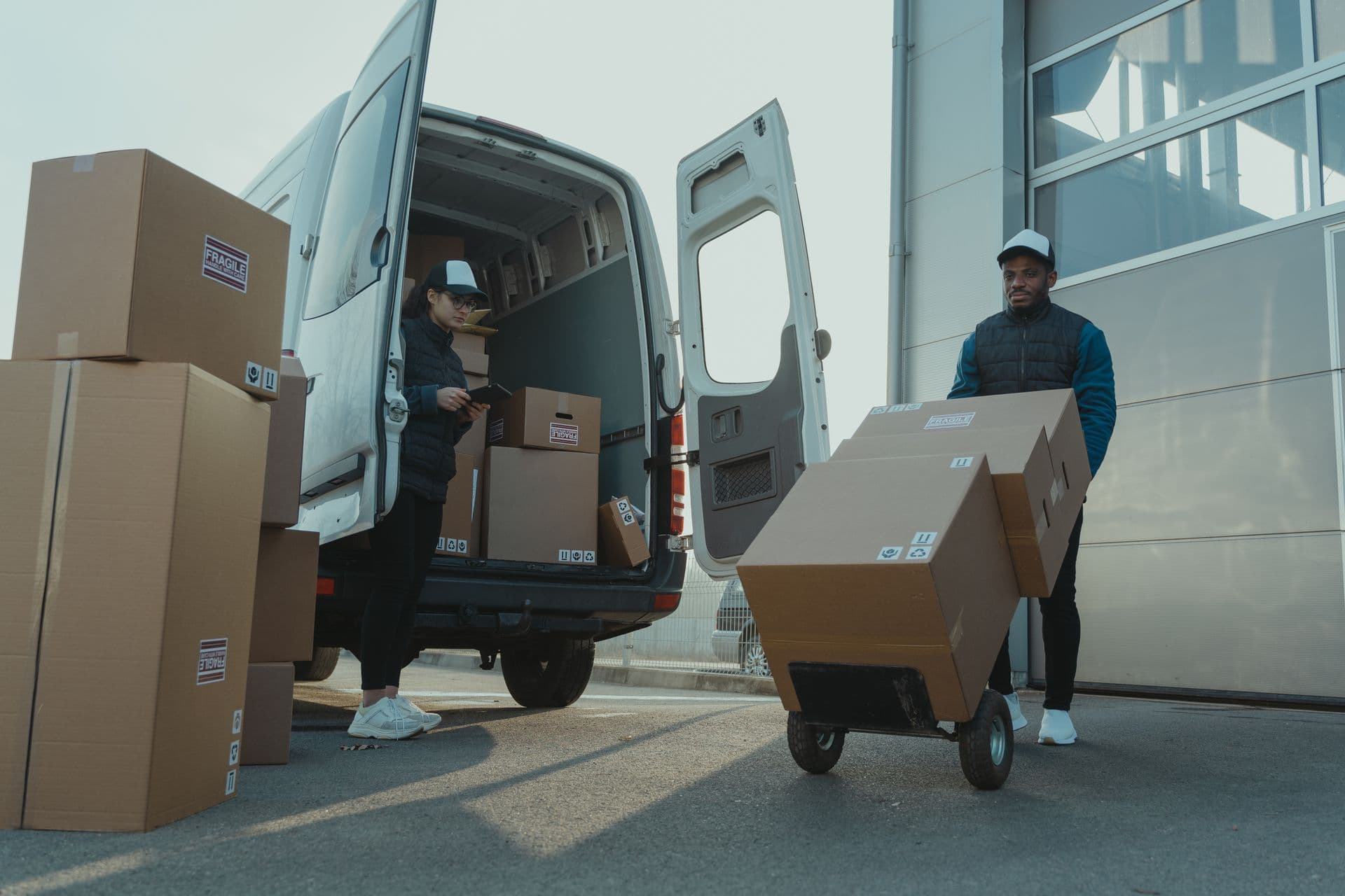 Courier loading packages for local delivery